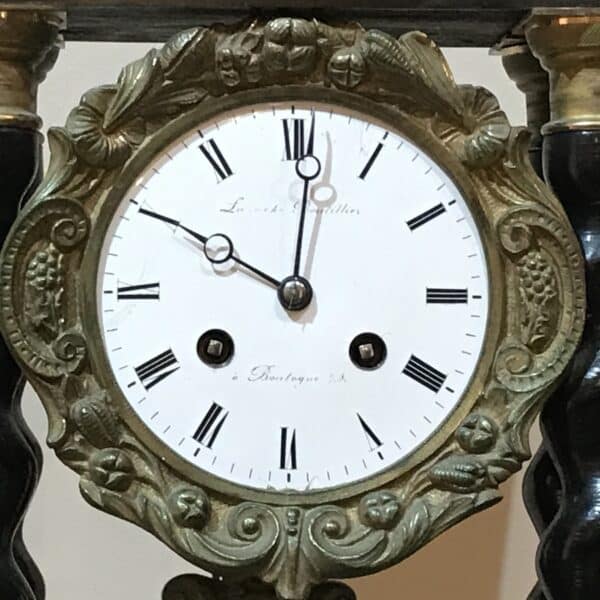French Portico clock under glass dome Antique Clocks 15