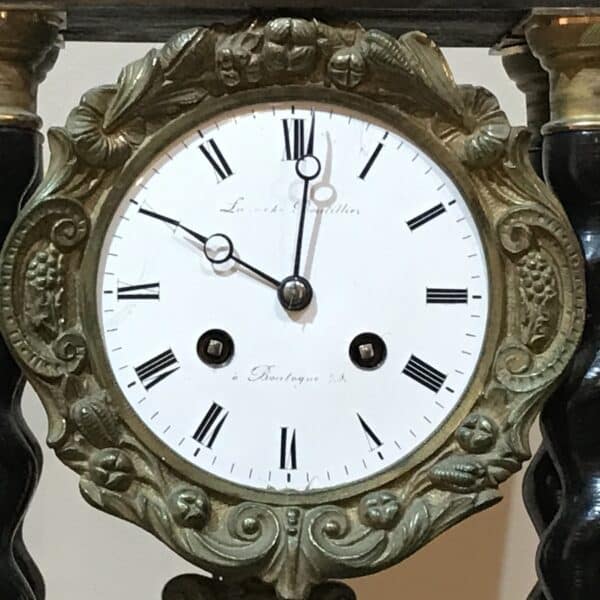 French Portico clock under glass dome - Image 13