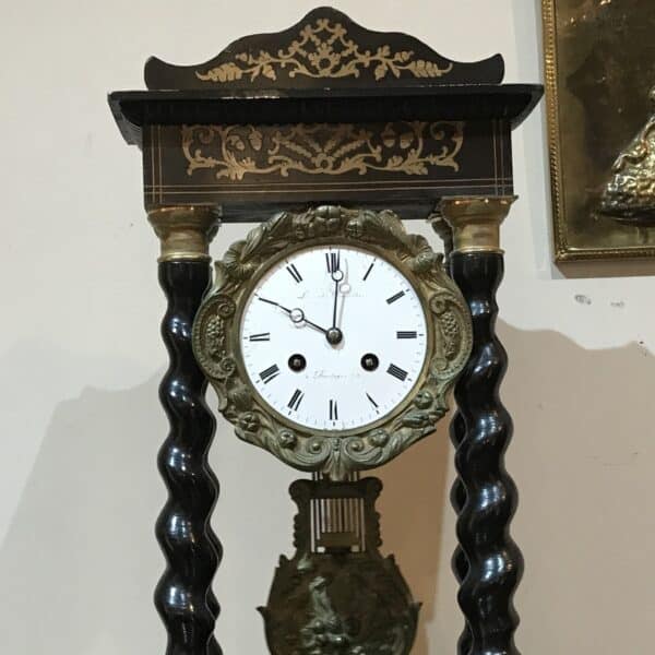 French Portico clock under glass dome Antique Clocks 16