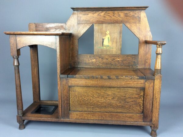 Liberty Arts & Crafts Oak Box Settle - Image 5