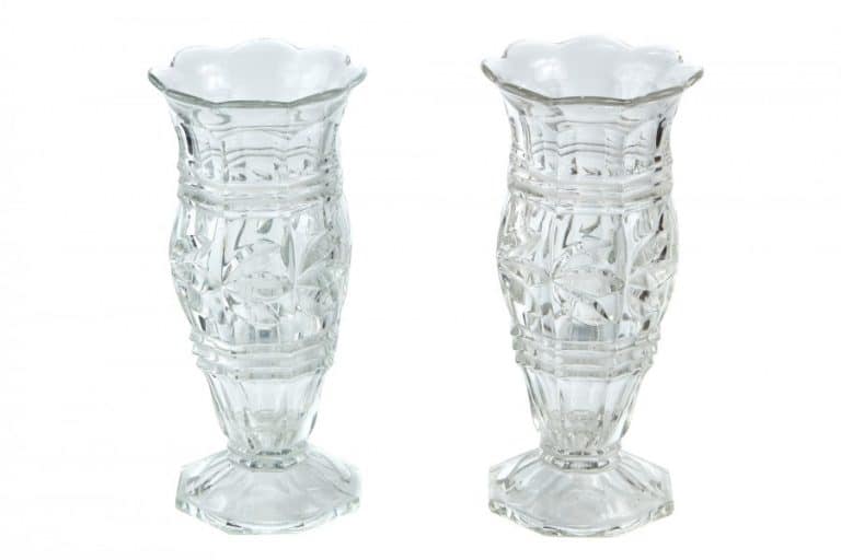 Beautiful Pair Of Antique Glass Edwardian Vases