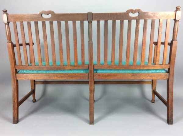 Arts & Crafts Oak Settle - Image 8
