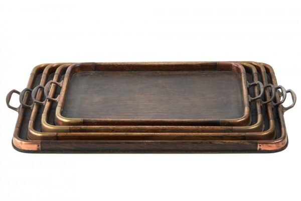 Unusual Set Of 4 Graduating Antique Arts & Crafts Trays antique trays Antique Trays 3