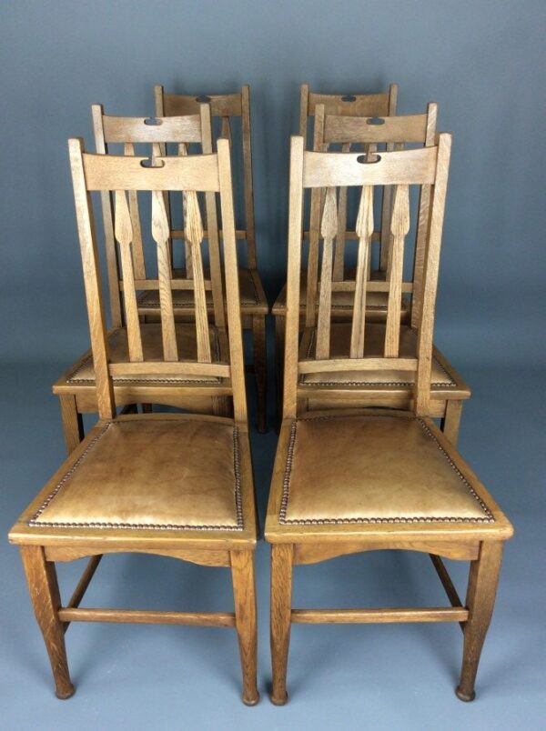 Set of Six Arts & Crafts Dining Chairs Arts and Crafts Antique Chairs 3