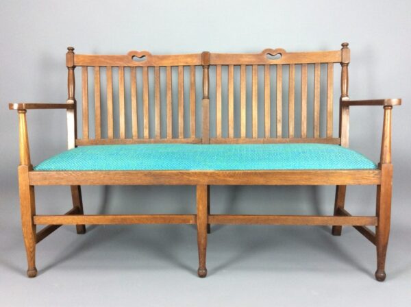 Arts & Crafts Oak Settle - Image 3