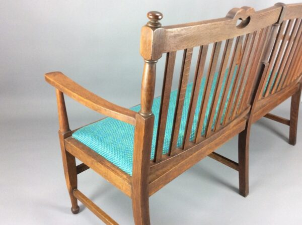 Arts & Crafts Oak Settle - Image 9