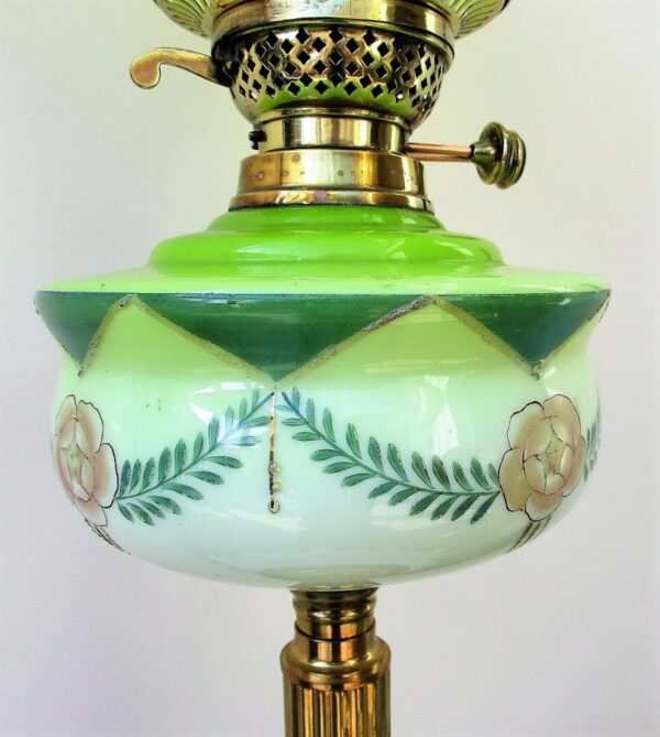 Antique English Victorian Brass Oil Lamp Antique Antique Lighting 5