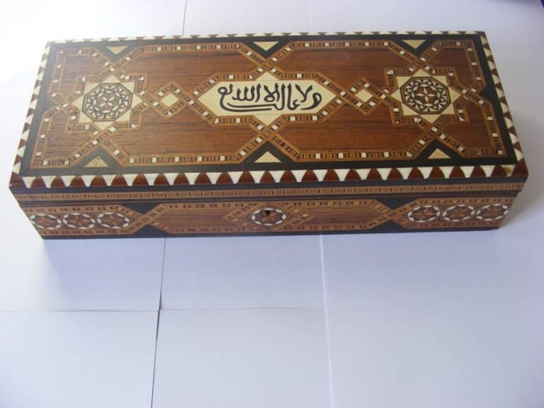 Beautiful Islamic Spain / Andalusia Inlaid Glove Box c1920 Mother of Pearl Bone