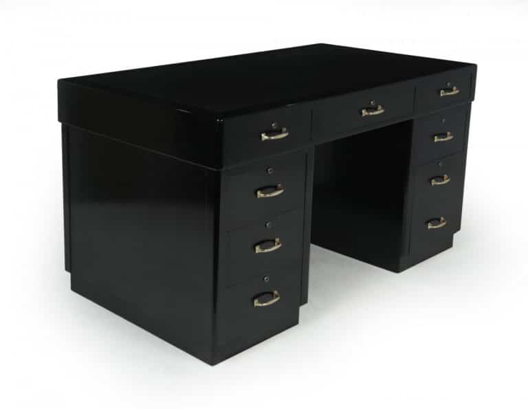 Art Deco Ebonised Black Desk