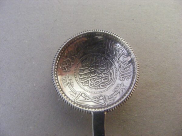 Rare Solid Silver Saudi Arabia Coin Spoon in original box 1935 - Image 9