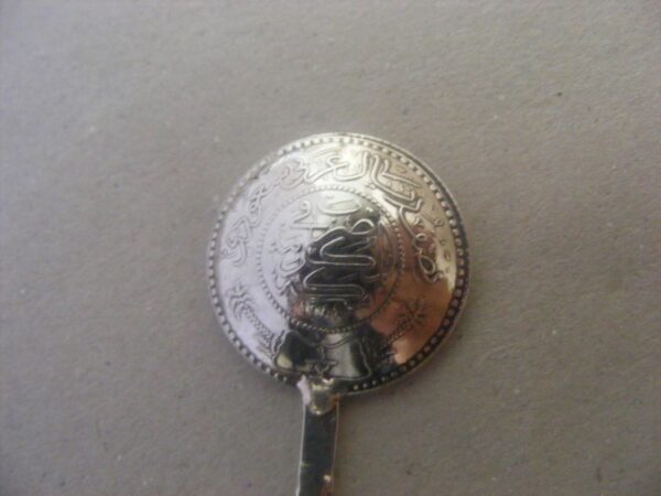Rare Solid Silver Saudi Arabia Coin Spoon in original box 1935 - Image 8