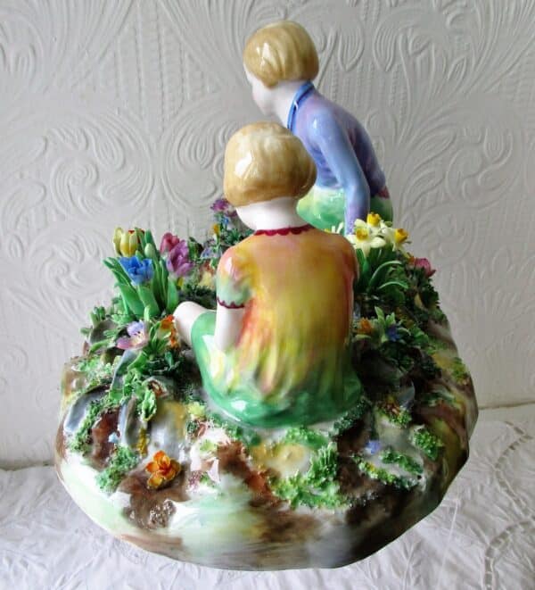 Vintage Crown Staffordshire English Porcelain Figure Group ~ “Picking Flowers” ~ T.M. Bayley Bayley Vintage 4