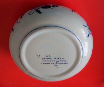 A Vintage Hand Painted DUTCH DELFT Floral BOWL With Ornate Silver Lid / Ideal Present - Image 6