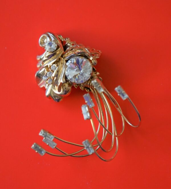 A Vintage Large Gold Rhinestone & Baguette Demi Parure - Boxed - Ideal Gift - Image 2