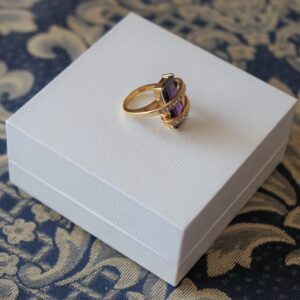 A Stunning Sparkling 10k Gold Plated AMETHYST & RHINESTONE Dress RING – Ideal Present Amethyst Ring Antique Jewellery