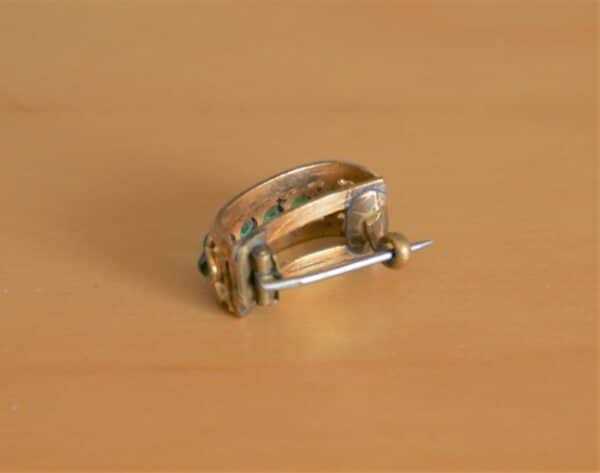A Vintage Rare Miniature Gilt Emerald Green Brooch / Pin Boxed - Ideal Present / Collectable - Image 9