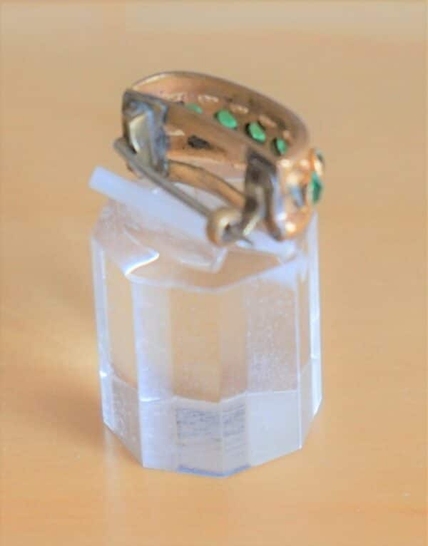 A Vintage Rare Miniature Gilt Emerald Green Brooch / Pin Boxed - Ideal Present / Collectable - Image 8