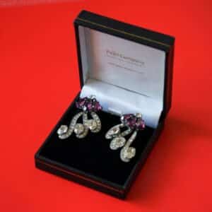 A Stunning Vintage Pair of Boxed Rhinestone Earrings – Birthday Gift / Present / Jewellery amethust Earrings, Rhinestone Earrings, Vintage Clip On Earrings Antique Jewellery