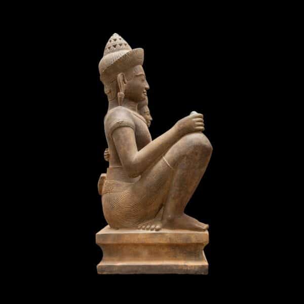 Museum quality. Greystone of Lord Vishnu with his consort Lakshmi - Image 4