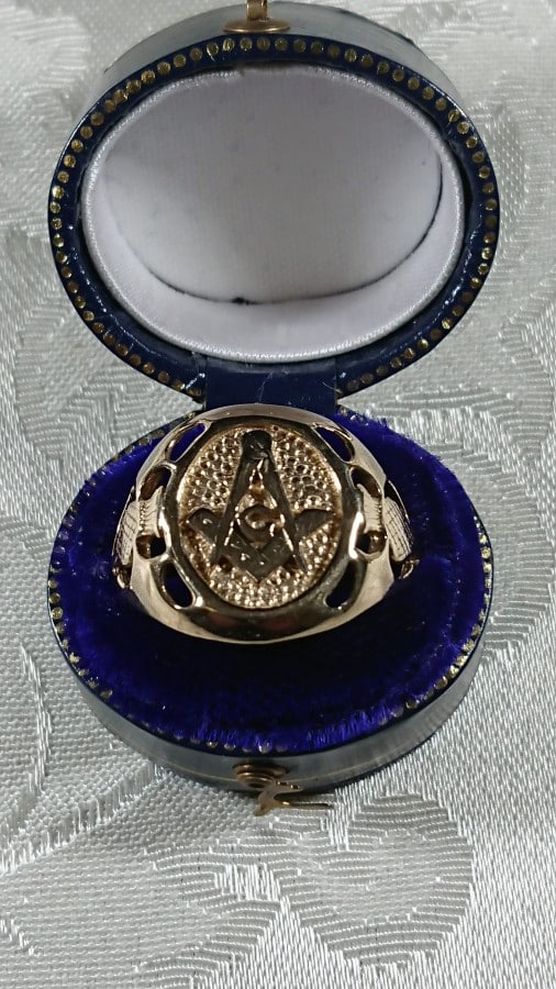 9ct Gold Gents Masonic Ring gents ring Antique Jewellery 3