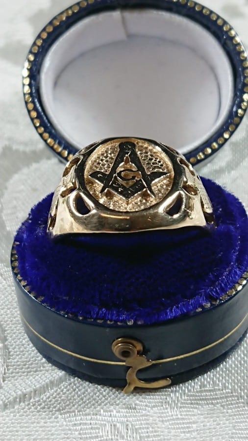 9ct Gold Gents Masonic Ring gents ring Antique Jewellery 4