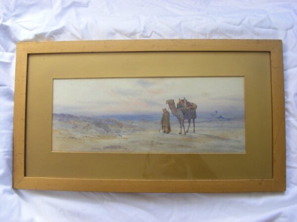 Beautiful 100 year old Orientalist Painting Desert Arab Saudi or Oman Desert Antique Art 3