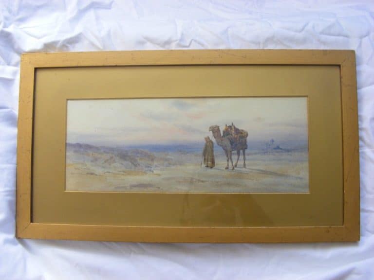 Beautiful 100 year old Orientalist Painting Desert Arab Saudi or Oman