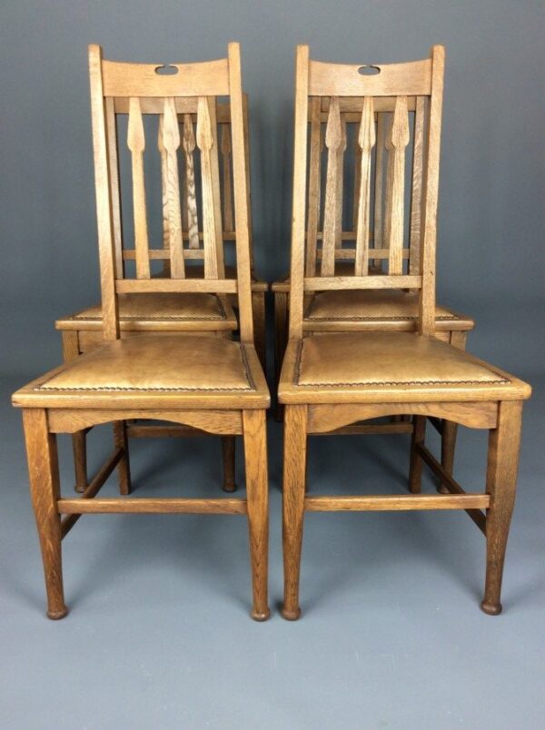 Set of Six Arts & Crafts Dining Chairs Arts and Crafts Antique Chairs 5