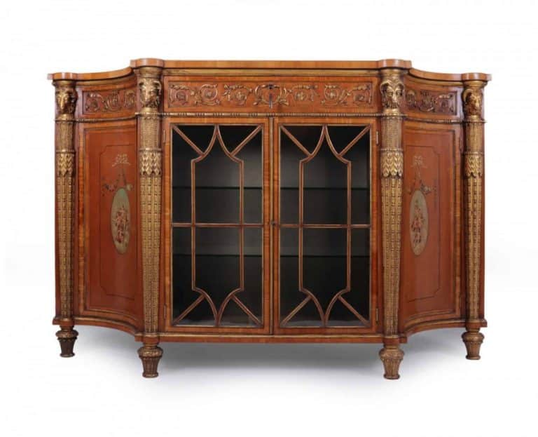 Fine Satinwood and Parcel Gilt Sideboard c1840 Antique Antique Cabinets Fine Satinwood and Parcel Gilt Sideboard c1840