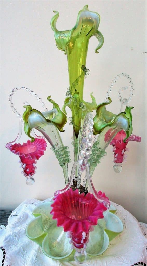Green and Pink Epergne