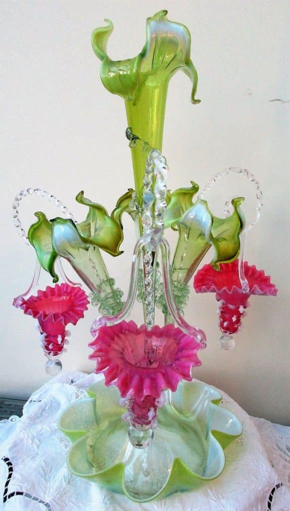 Green and Pink Epergne