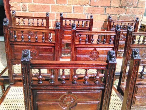 Set of 8 oak dining chairs circa 1880 - Image 8