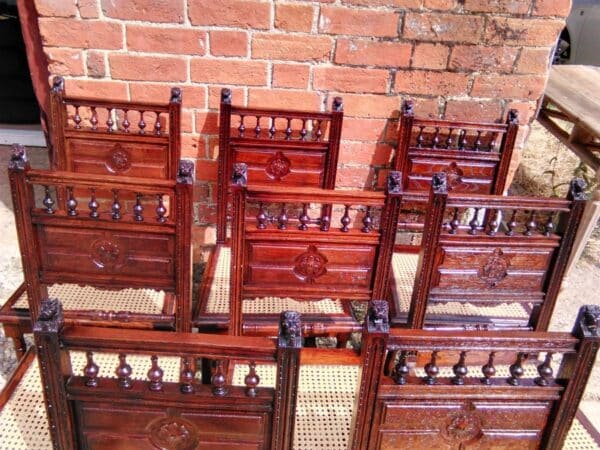 Set of 8 oak dining chairs circa 1880 caned seats Antique Chairs 12