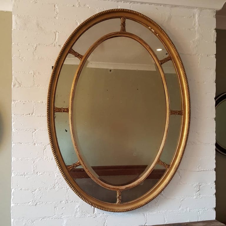 English gilt oval mirror Adam style