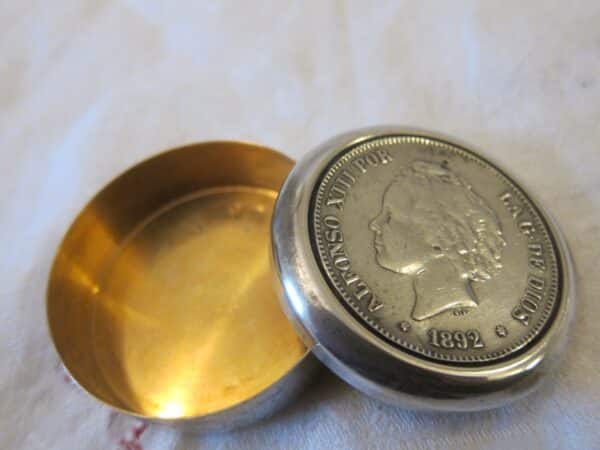 1892 Alfono X111 Silver Coin Pill Box