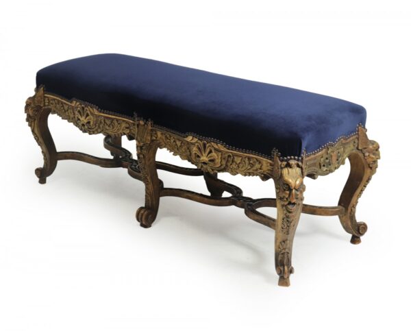 Antique French Carved and Parcel Gilt Long Stool c1860 Antique, French, Carved, Parcel Gilt, Long Stool, c1860 Antique Stools 16
