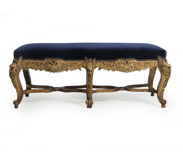 Antique French Carved and Parcel Gilt Long Stool c1860 - Image 13