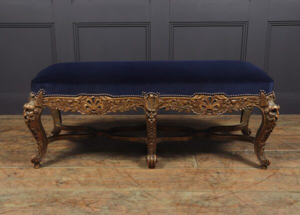 Antique French Carved and Parcel Gilt Long Stool c1860 - Image 12