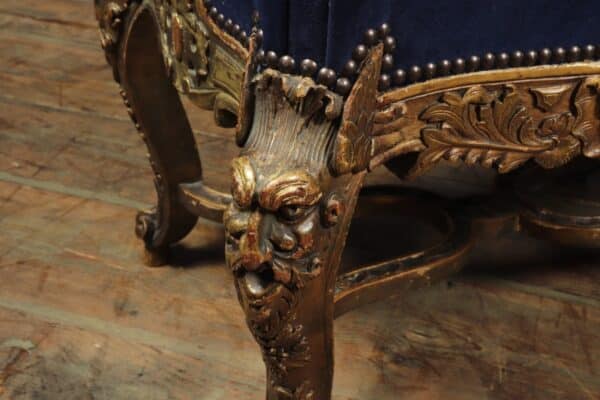 Antique French Carved and Parcel Gilt Long Stool c1860 - Image 10