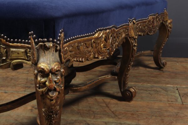 Antique French Carved and Parcel Gilt Long Stool c1860 - Image 9