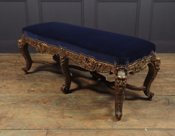Antique French Carved and Parcel Gilt Long Stool c1860 - Image 8