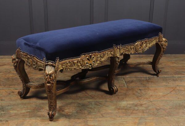 Antique French Carved and Parcel Gilt Long Stool c1860 Antique, French, Carved, Parcel Gilt, Long Stool, c1860 Antique Stools 8