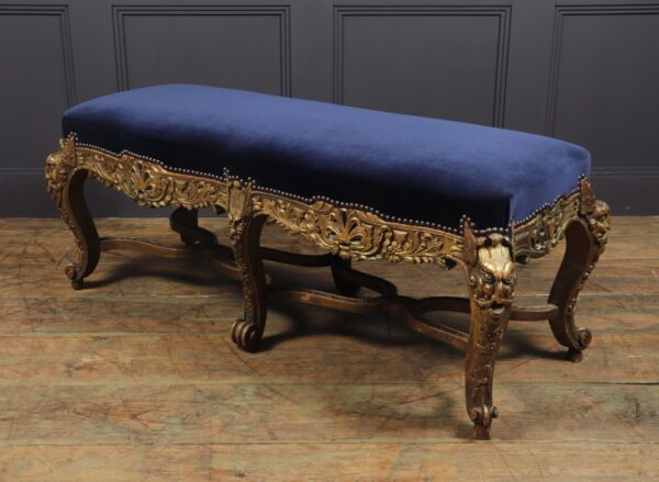 Antique French Carved and Parcel Gilt Long Stool c1860 Antique, French, Carved, Parcel Gilt, Long Stool, c1860 Antique Stools 7