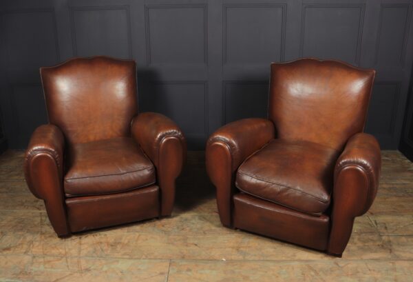 Pair of French Moustache Back Club Chairs art deco Antique Chairs 16