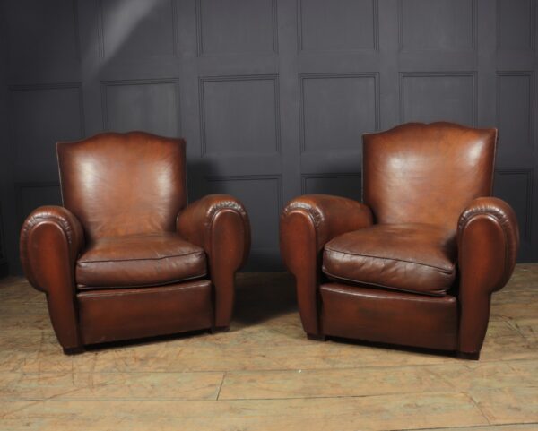 Pair of French Moustache Back Club Chairs art deco Antique Chairs 15