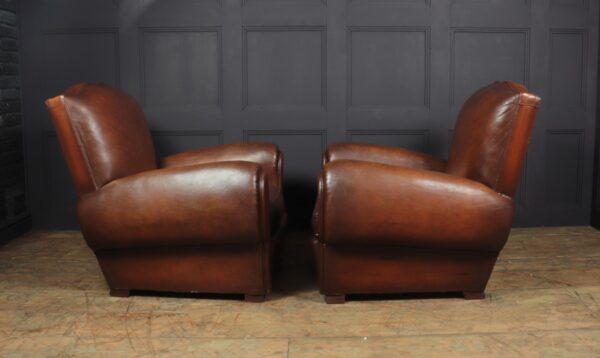 Pair of French Moustache Back Club Chairs art deco Antique Chairs 12
