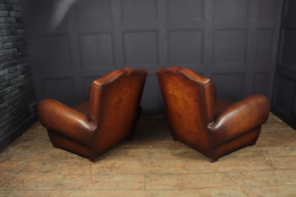 Pair of French Moustache Back Club Chairs art deco Antique Chairs 11