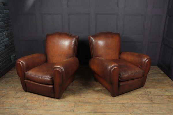 Pair of French Moustache Back Club Chairs art deco Antique Chairs 9