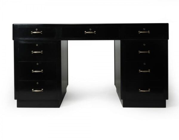 Art Deco Ebonised Black Desk - Image 14