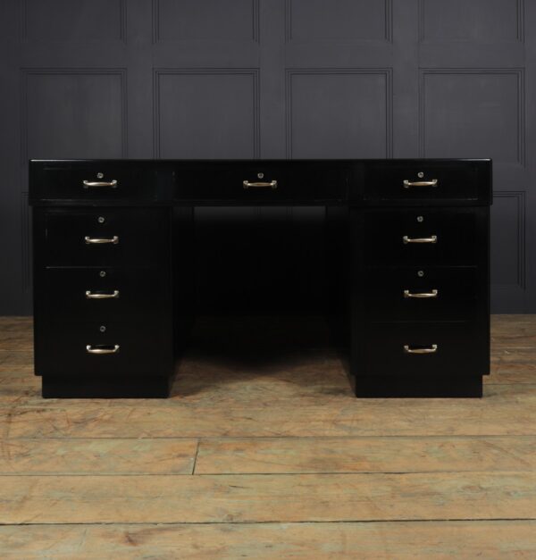 Art Deco Ebonised Black Desk - Image 12